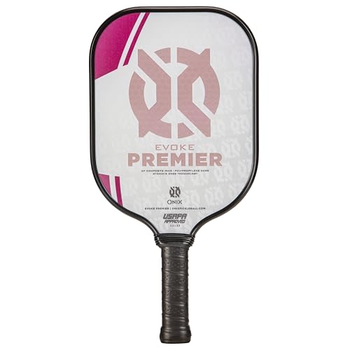 Onix Evoke Premier Professional Tournament Pickleball Paddle Composite Face Impact Paddle Shape - color: Pink, size: Medium, style: 14mm