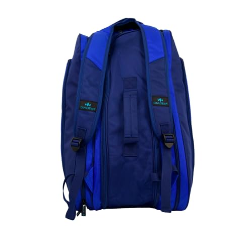 Diadem Tour V3 Paddle Backpack Bag - Spacious Pickleball Gear Bag with 10 Paddle Capacity | Shoe Compartment | Neoprene Side Pockets | Stylish and Durable | Blue with White Trim