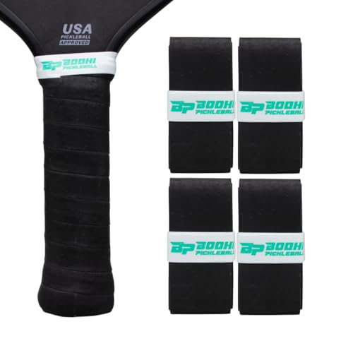 DRYtack Premium Pickleball Overgrips - #1 Pickleball Overgrips Trusted by TOP pros - Semi-Dry & Absorbent, Superior Comfort, Long Lasting, Responsive Feel - color: Black, size: 4-Pack