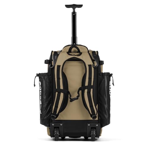 Boombah Catchers Superpack Hybrid Rolling Bat Bag - Multiple Colors - Wheeled & Backpack Version - color: Black/Vegas Gold