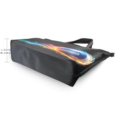 Volleyball Ball Black Tote Bag for Women Work Beach Bag Travel Bag - size: 18.5 L