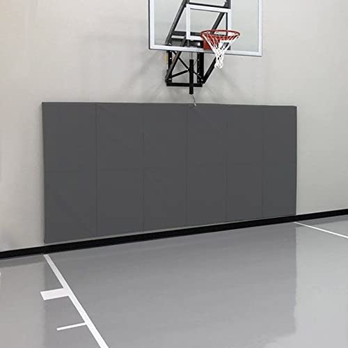 Gym Wall Paddings Basketball Court Wall Protection Pad - 2”Thick Foam Wall Mat Durable Protector for Wall-Mounted Basketball Hoops Garage Taekwondo（60" Lx20 W） - color: Dark Grey, size: 60" x 20" x 2", style: 2 Pieces