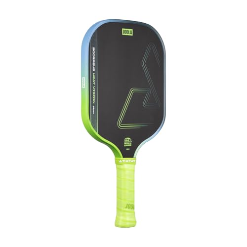 JOOLA SCORPEUS Heat Vision 16mm Pickleball Paddle - Standard Shape - Textured Carbon Fiber Surface for Spin - SK Film for Reduced Vibration - USAP Approved - NFC Chip Enabled - color: Charge Surge Green, size: Scorpeus - 16mm