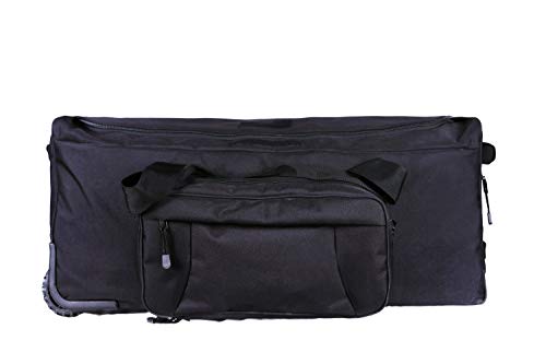 Heavy-Duty X-Large Military Tactical Wheeled Rolling Duffel Trolley Bag For Deployment Traveling Camping Sporting - color: Black