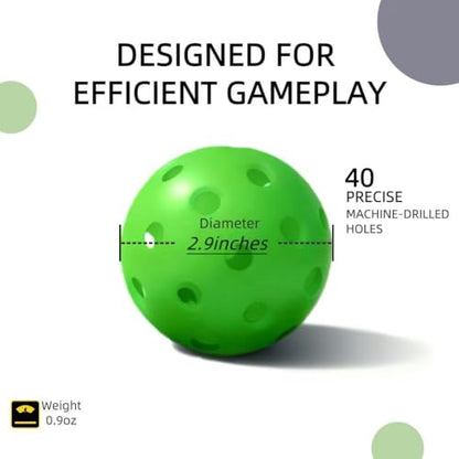 Honeycomb Pickle Balls Outdoor 40 Holes - Durable High Hard Fast Bounce USAPA Approved - True Flight Tournament Pickle Ball - 6Pack - Accessories for Sports&Entertainment Play