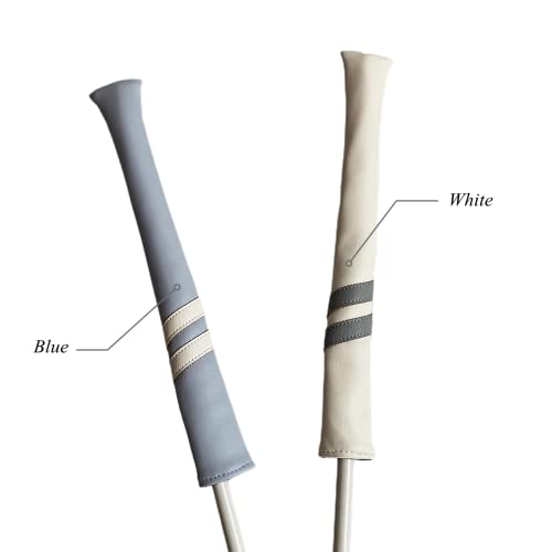 Classic Golf Alignment Stick Cover Headcover Holder 13in Hold at Least 2 Sticks - White, Light Blue, Black Soft Synthetic Leather Well Made