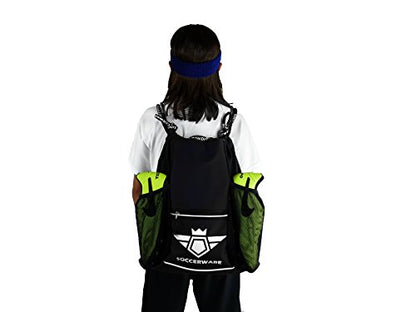 Soccerware Soccer Bag Backpack - Youth & Kids, Organize Sports Gym Equipment - Boys Girls - color: Black