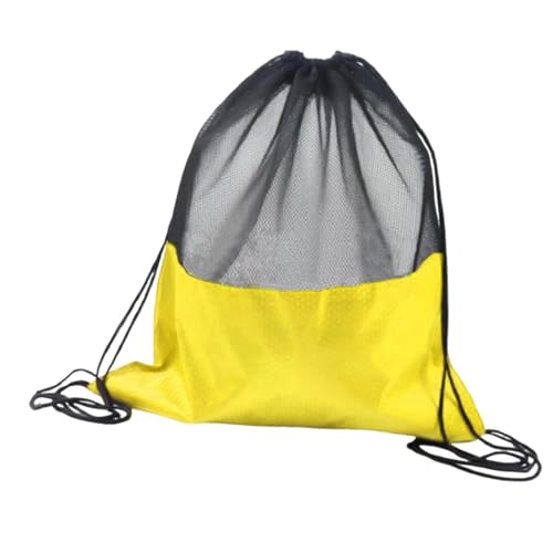 Basketball Drawstring Backpack Mesh Ball Bag Oxford Cloth Shoulder Bag Comfortable Design Suitable for gym sports travel entertainment - color: Golden yellow