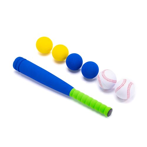 CeleMoon 16.5 Inch [Mini Size] Soft Kids Foam Baseball Bat Toy Set with 6 Balls, Gift for Toddler Age 3 Years Old Indoor Outdoor Sport T Ball Bat Playing Sport Game (Blue)