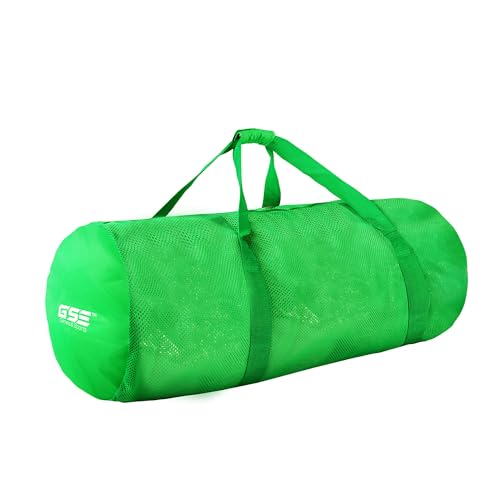 Green Heavy-Duty Large Mesh Sports Duffle Bag, Dry Bag, Diving Equipment Scuba Bag with Zipper. Great for Gym Workout, Sport Balls Storage, Scuba Gear, Snorkeling, Water Sports and Travel - color: Green, style: 1-pack