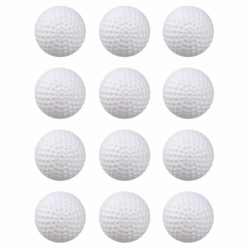White Hollow Practice Golf Balls Plastic 12Pcs,42mm Plastic Golf Training Balls Airflow Limited Flight Golf Balls for Swing Practice Driving Range Home Backyard Use
