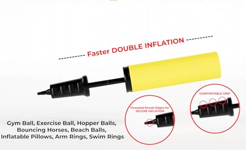 AppleRound Dual Action Hand Air Pump for: Gym Ball, Exercise Ball, Hippity Hop Bouncer, Hopper Balls, Inflatable Bouncing Horse (Pack of 1)