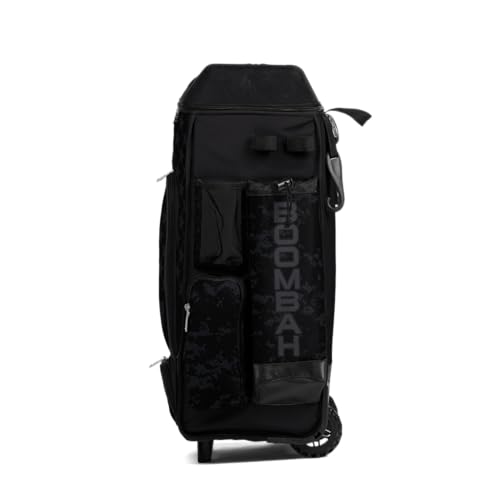 Boombah DEFCON Superpack Rolling Bat Bag - Telescopic Handle and Holds 4 Bats - Wheeled Version - USA Clandestine 2 Black/Charcoal