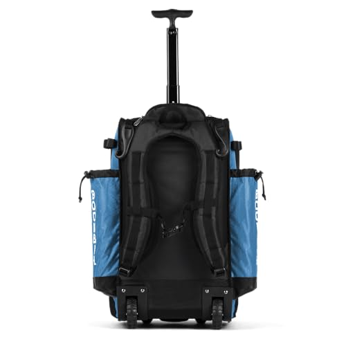 Boombah Catchers Superpack Hybrid Rolling Bat Bag - Multiple Colors - Wheeled & Backpack Version - color: Columbia Blue/Black