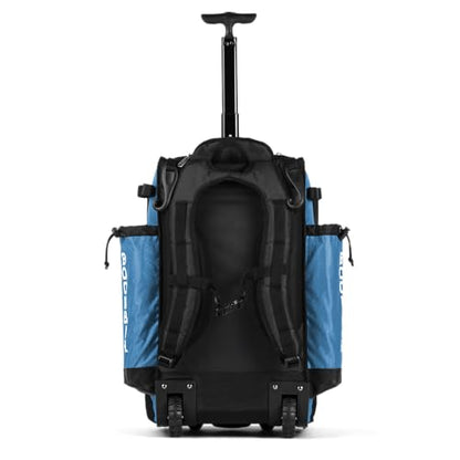 Boombah Catchers Superpack Hybrid Rolling Bat Bag - Multiple Colors - Wheeled & Backpack Version - color: Columbia Blue/Black