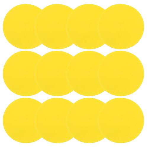 PATIKIL 4 Inch Poly Spot Markers, 12Pcs Non Slip Rubber Floor Dots with Storage Bag Flat Agility Cones for Sports Training Basketball Football - color: Yellow
