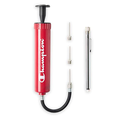 Champion Replacement Ball Pump with Metal Inflation Replacement Needles for Sports Balls with Compact Case, Compatible with Most Pumps for Basketball, Soccer, Football, Volleyball & Yoga Balls - color: Tango Red/Black, style: Classic