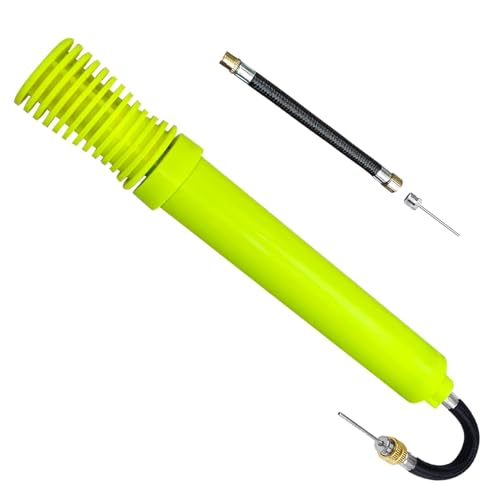 Sports Ball Pump Inflator with 5 Needles (Pin), Dual Action Hand Held Portable Air Pump with pins to Inflate Soccer Ball, Football, Volleyball, Rugby, Netball & Basketball - color: pump_light_green