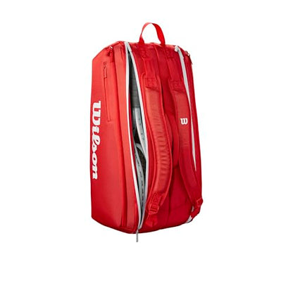 WILSON 2025 Super Tour Red Tennis Racket Bags - size: Racket Bag - Holds up to 9 Rackets