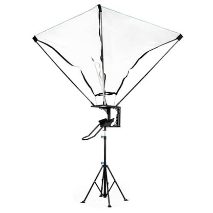 Basketball Rebounder with 180° Rotating Track Adjustable Height Basketballs Return Attachment with Net Return System Portable Hoop Trainer Tripod for Continuous Solo Practice