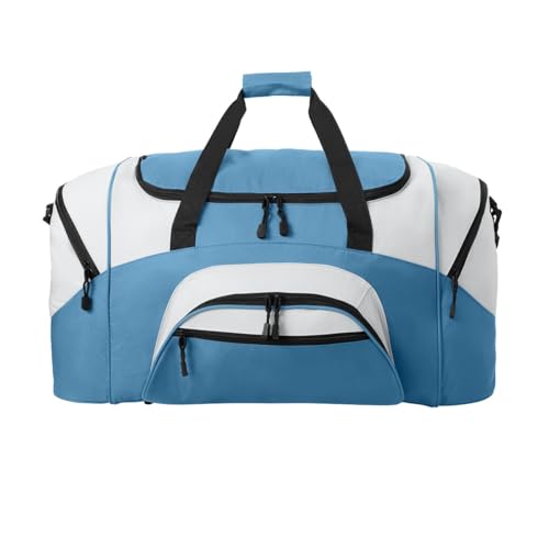 Personalized Large Duffel Bag, Football, Soccer, Basketball, Baseball Duffle Bag, Athlete Gift, Sport Bag, Embroidered Name, Carolina Blue/Grey - color: Carolina Blue/Grey