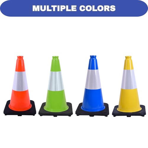 6 Pack Blue 18 Inch Black Base Traffic Cones for Vehicle Maneuvering Practice, Driving Training, Lane Marking & Safety Warning (6, Blue, 18 Inch) - color: Blue, size: 18 Inch