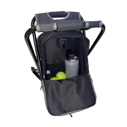 2 in 1 Pickleball Bag and Foldable Chair, Adjustable Bag with Foldable Chair, Paddle Pocket, Compartment for Shoes, Water Bottles and Extra Paddles