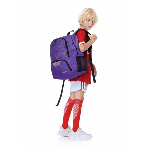 Hsmihair Youth Soccer Bag-Soccer Backpack&Backpack for Football Basketball,with Ball Compartment Separate Cleat Package - color: Purple