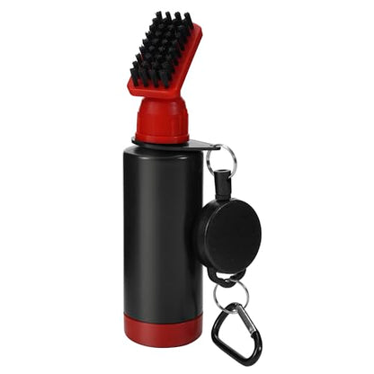 Yoport® Golf Club Brush and Club Groove Cleaner 2 Ft Retractable Zip-line Aluminum Carabiner, Lightweight and Stylish, Ergonomic Design, Easily Attaches to Golf Bag - color: Pro Brush Red