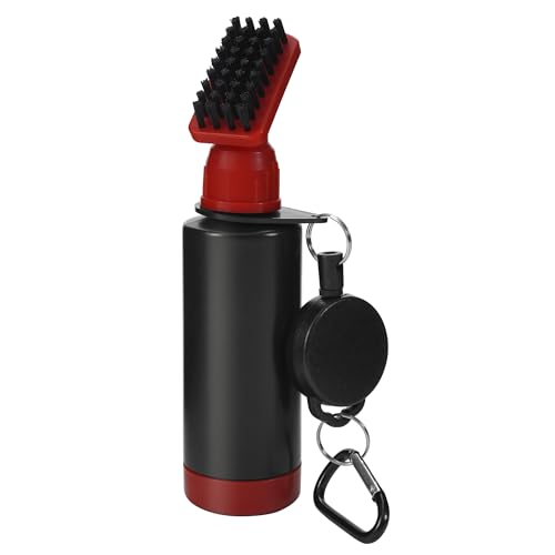 Yoport® Golf Club Brush and Club Groove Cleaner 2 Ft Retractable Zip-line Aluminum Carabiner, Lightweight and Stylish, Ergonomic Design, Easily Attaches to Golf Bag - color: Pro Brush Red