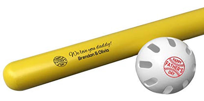 Personalized Plastic Bat & Ball Combo Gift - color: Happy Father's Day