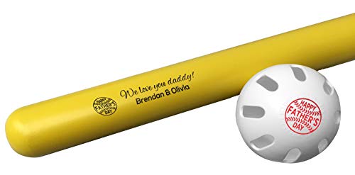 Personalized Plastic Bat & Ball Combo Gift - color: Happy Father's Day