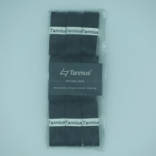 Tennis Racket Grip Tape, (6 or 9 Pack) Dry Feel Tennis Grips, Absorbent and Enhanced Tennis Racquet Overgrip - color: 9-Pack Black