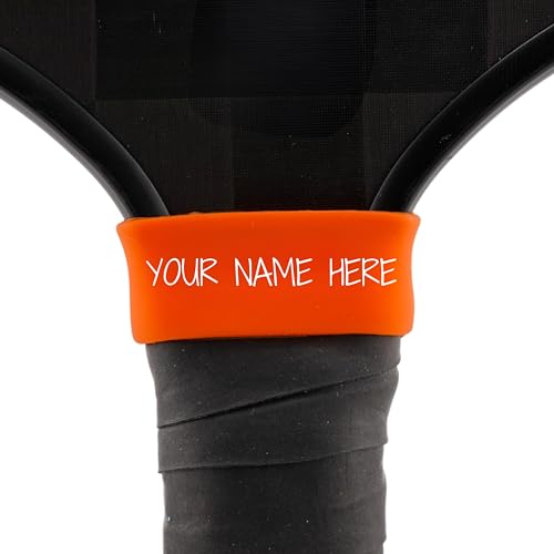 Custom Pickleball Paddle Name Band Tag – Personalized Grip Accessory for Players | Paddle Gifts for Pickleball, Tennis, Racquetball | Ships Fast from USA - color: Tangerine Orange