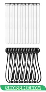 60pc Soccer Net Fastener Set - White Self Stick Attachment Straps and Black 5.9' Ball Bungee Cords Rebounder Accessories