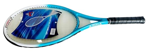 27" Tennis Racket with One-Piece Aluminum Frame – Lightweight Racquet with L1 Handle for Beginners and Advanced Players – Includes Carrying Case – Durable and Easy to Swing - Blue