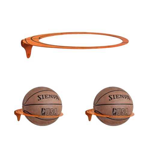 Set of 2 Metal Wall Mount Basketball Holder, Ball Holders Display Rack ，for Basketball, Sports Room Decor， for Boys Bedroom