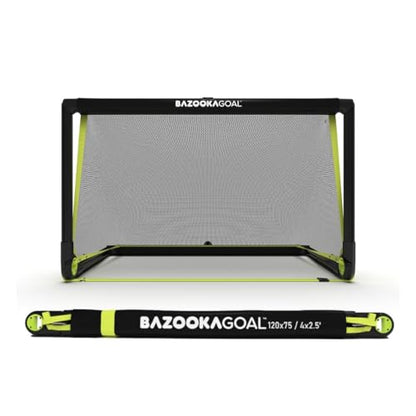 BazookaGoal Original Solid Frame Pop Up Goal - Folding Mini Soccer Goal for Kids and Adults - Portable Goal Post - Easy to Set-up & Steady - Single Unit (1 Goal Included) - size: 4 x 2.5 ft, style: Black