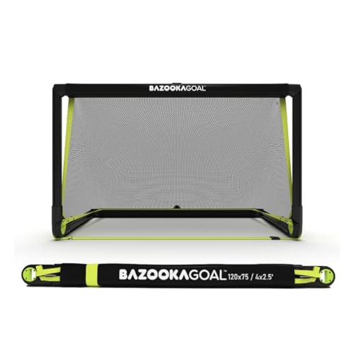 BazookaGoal Original Solid Frame Pop Up Goal - Folding Mini Soccer Goal for Kids and Adults - Portable Goal Post - Easy to Set-up & Steady - Single Unit (1 Goal Included) - size: 4 x 2.5 ft, style: Black