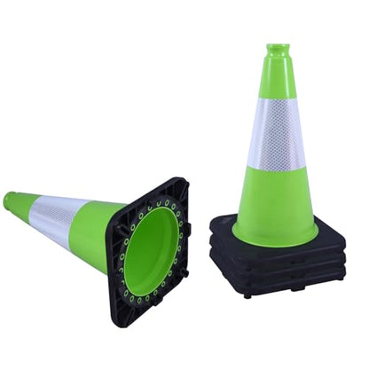 4 Pack 18 Inch Green PVC Traffic Cones Black Base Stable Durable, Parking Lot Driveway School Training Safety Cones Multi-Purpose (4, Green, 18 Inch) - color: Green, size: 18 Inch