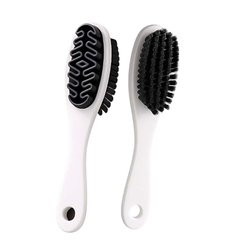Suede Shoe Brush and Eraser,2 in 1 Scrub Suede Shoe Brush, Rubber Polish Eraser with Soft Plastic Bristles for Nubuck Cleaning (White Handle/2pcs) - color: White Handle/2pcs
