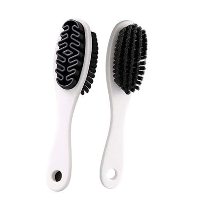 Suede Shoe Brush and Eraser,2 in 1 Scrub Suede Shoe Brush, Rubber Polish Eraser with Soft Plastic Bristles for Nubuck Cleaning (White Handle/2pcs) - color: White Handle/2pcs