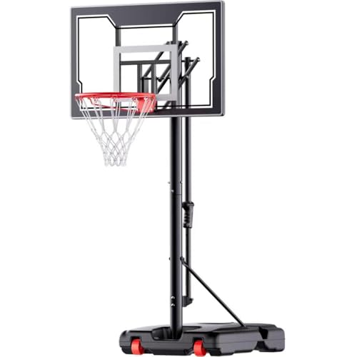 Feelwin Basketball Hoop for Kids Youth Adults, Portable Adjustable Height Basketball Goal with Wheels for Driveway Backyard Outdoor Play