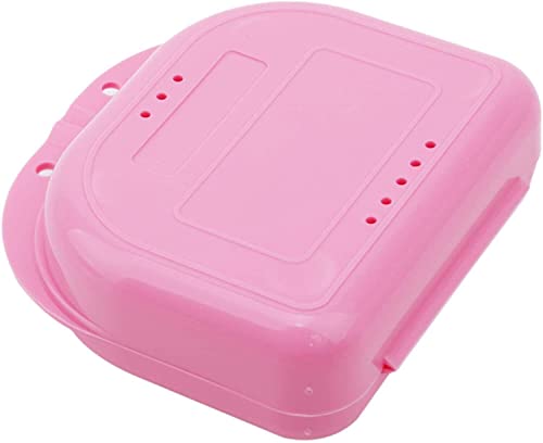 Generic Mouth Guard Case Orthodontic Retainer Box Denture Storage Container, Pink Durable and Professional