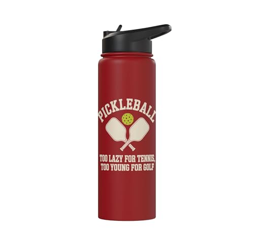 Pickleball Player Too Lazy For Tennis Too Young For Golf Stainless Steel Insulated Water Bottle - color: Red