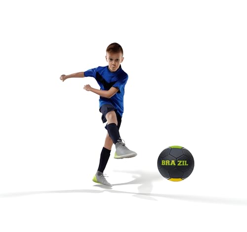 jaspo Soccer Champ Football, TPU Material, Machine Stitched, Size 5, Under 12 Years Age Group, 6 to 8 Lbs Inflation Football,Pump, Brazil Black