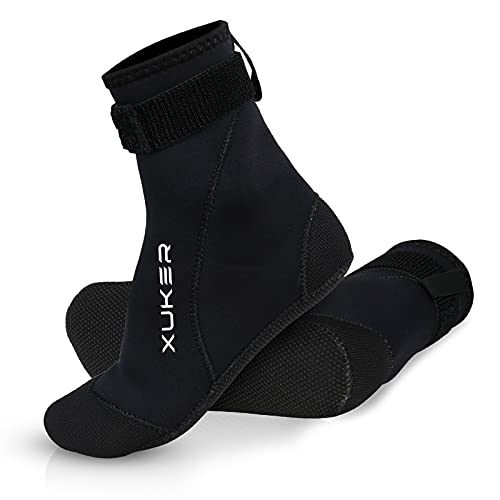 XUKER Neoprene Water Socks 3mm, Sand Proof Beach Volleyball Socks Diving Socks for Outdoor Water Sports - color: Black 02-high Cut, size: XX-Large