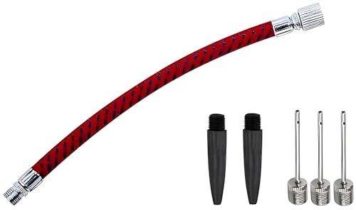 AppleRound Ball Pump Kit, Hand Air Pump with Flexible Extension Hose, Needle Nose Nozzles and Tapered Nozzles for Basketball, Football, Volleyball, Ballon, Soccer and Other Sports Ball, Pack of 3