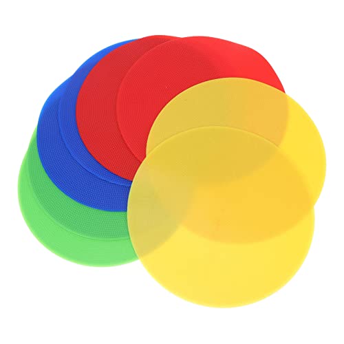 Toyvian 8pcs Reusable Landmark Pads Sports Markers for Soccer Training and Agility Drills Non- Design Bright Red Yellow Green Colors