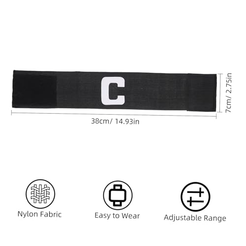 Soccer Captain Armband Adjustable Elastic Football Leadership Band for Youth and Adults, Durable Non-Slip Sports Captain Gear for Team Training and Matches, Black